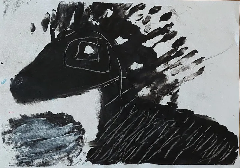 Akrylmålning Häst (Världsnaturfonden) av Mikael Jonsson