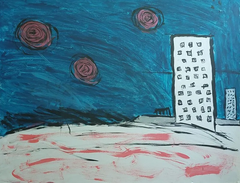 Akrylmålning En av mina 20 första, no 3 av Mikael Jonsson