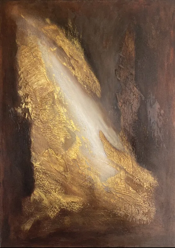 Akrylmålning Gold in space av Marie Bjerkenfors