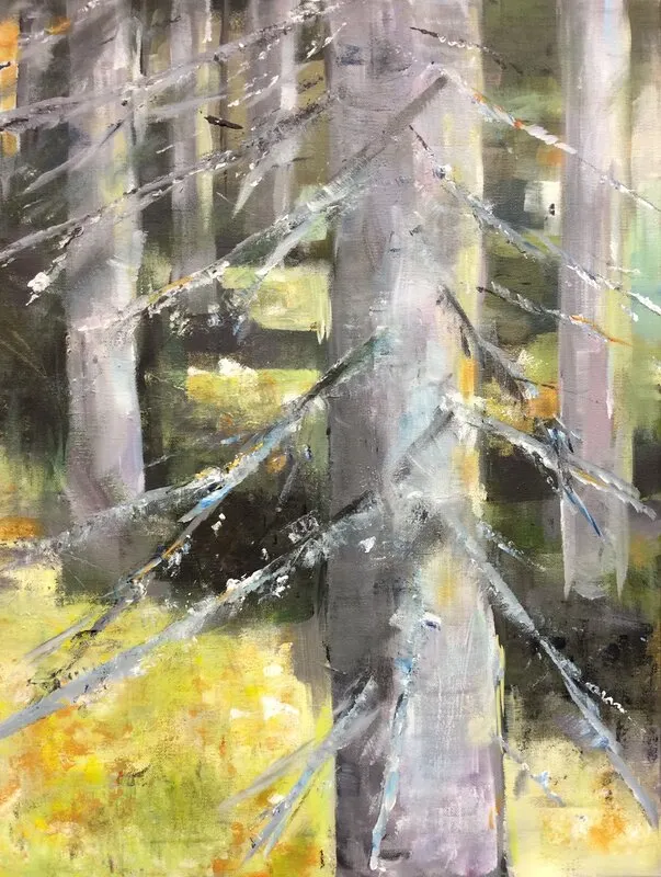 Akrylmålning Granskogen av Sirpa Tiderman