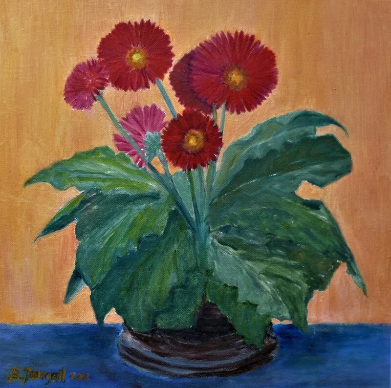 Oljemålning Gerbera av Britta Bergström-Jungell