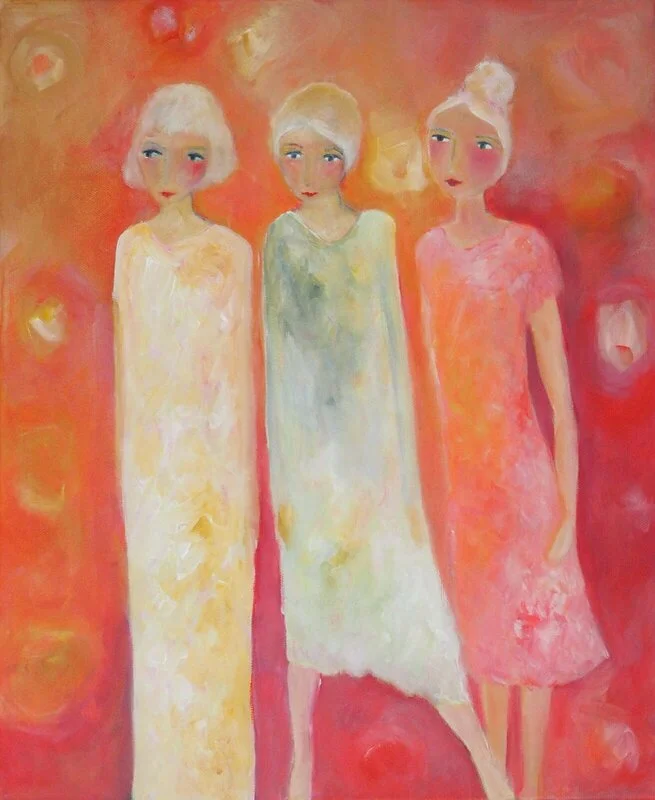 Akrylmålning Tjejerna av Maria Källberg