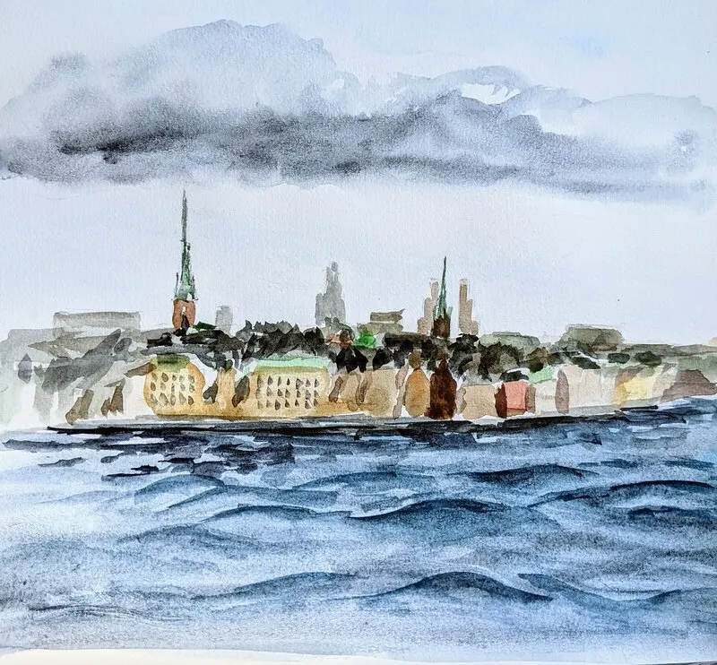 Akvarell Stockholm Skyline av Timofey Makoveychuk