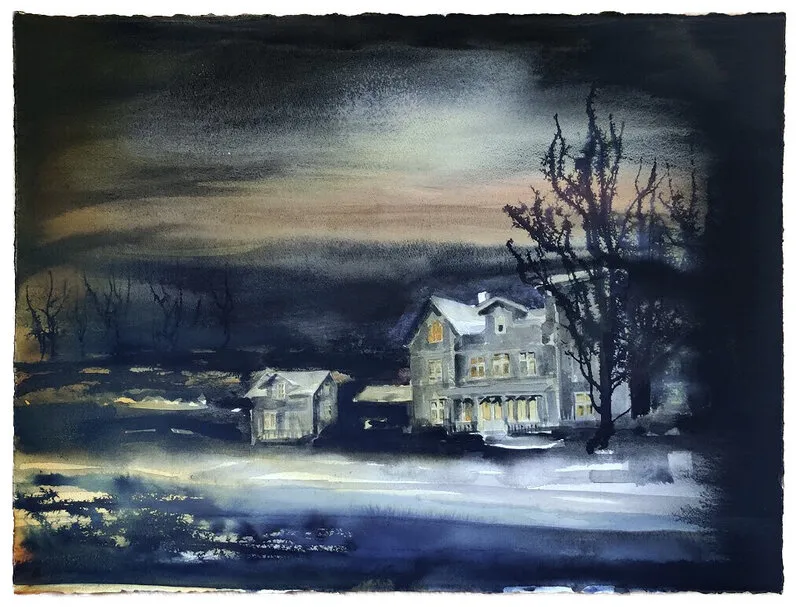 Akvarell Mörk tid av Daniel Zausnig