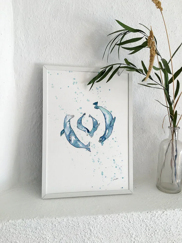 Akvarell Newborn twins av C. Flodén