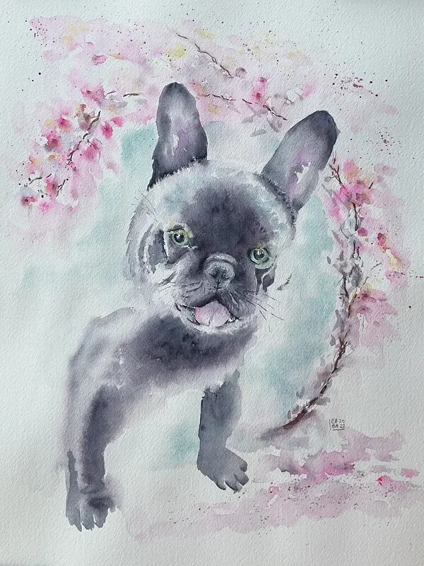 Akvarell Sakura av Ebba Barany