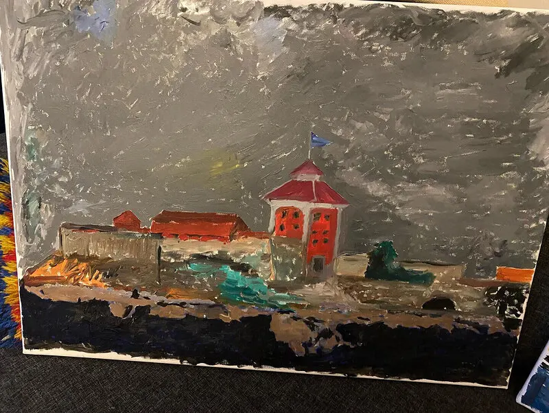 Oljemålning Älvsborgs fästning av Fredrik Ylander