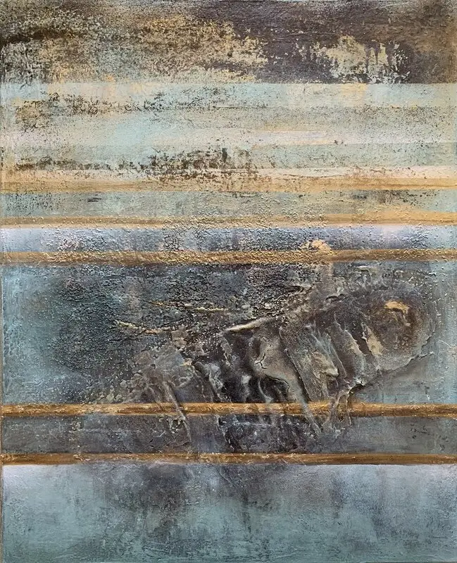 Akrylmålning Golden lines av Lena Augustinson