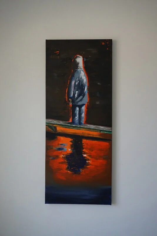 Akrylmålning L'inconnu au pont av Erik Bjurstrom