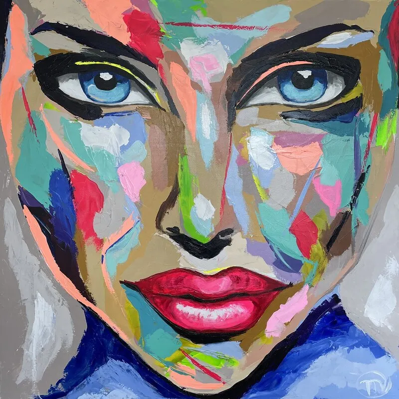 Akrylmålning Miss August. Denna tavla är stulen! av Mia Färm