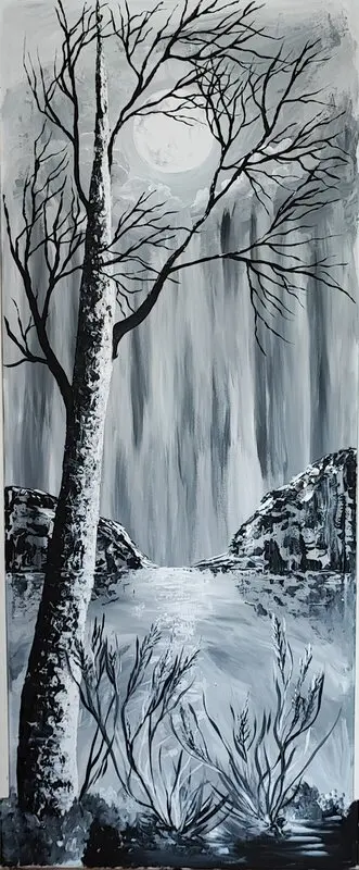 Akrylmålning I månljusets sken av Anne Söderqvist