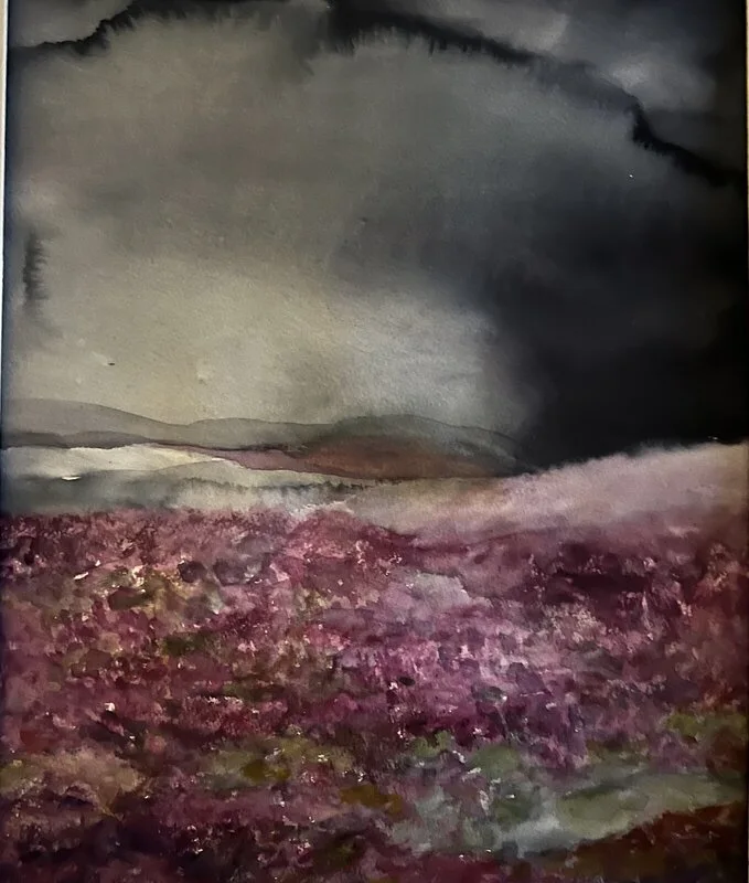 Akvarell Ljung av Marita Johansson