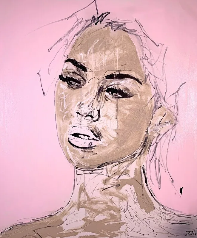 Akrylmålning Sketch Girl av Milo