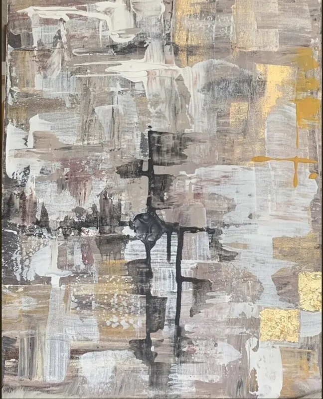 Akrylmålning Golden brick av Leena Edholt, ArtByLee
