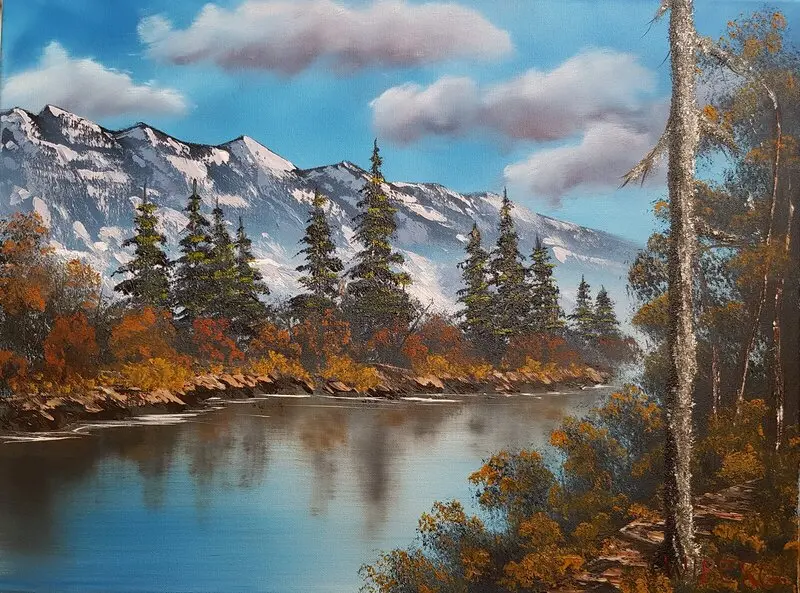 Oljemålning 10.6. Autumn Woods av Anders Wiberg