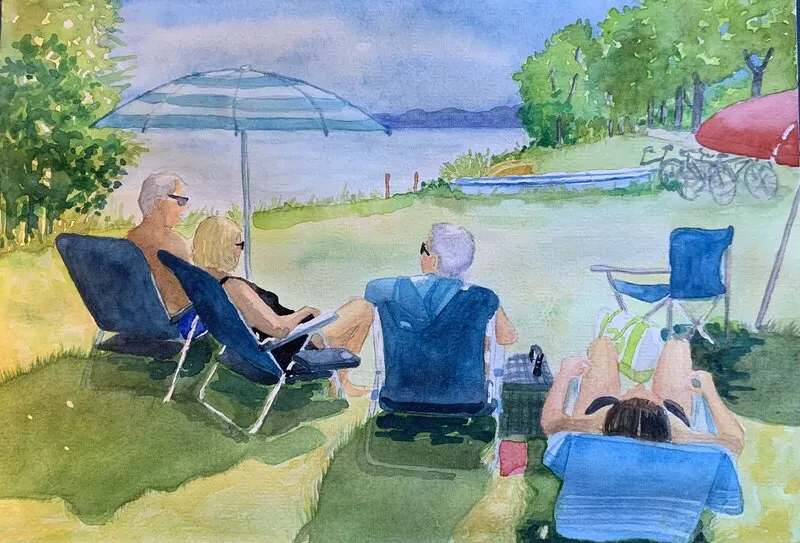 Akvarell Hjovieran av Nina Gillbo