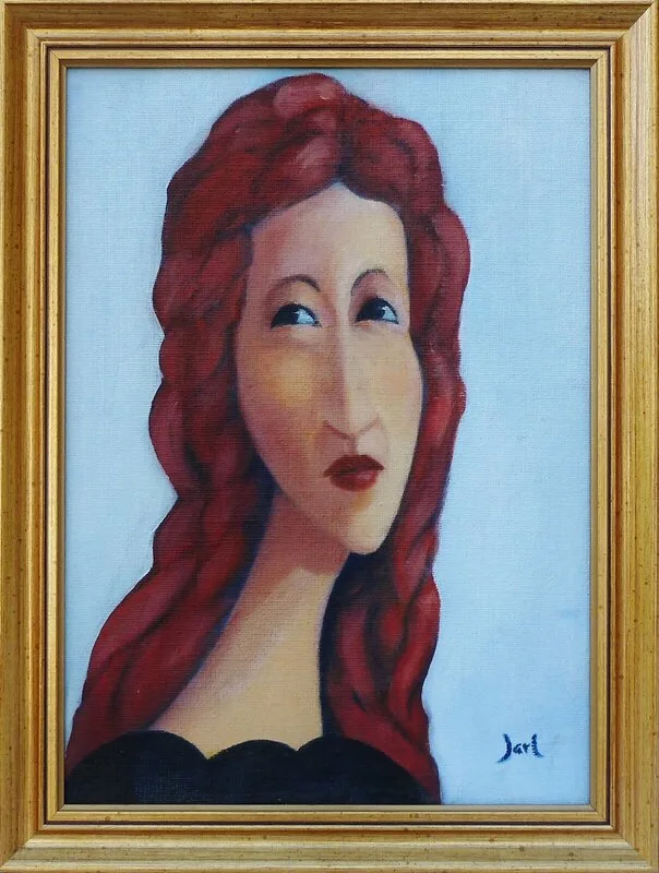 Oljemålning Red head II av Jarl Johansson