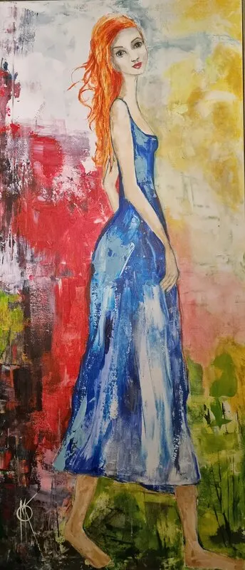 Akrylmålning Blue av Majlis Karlsson