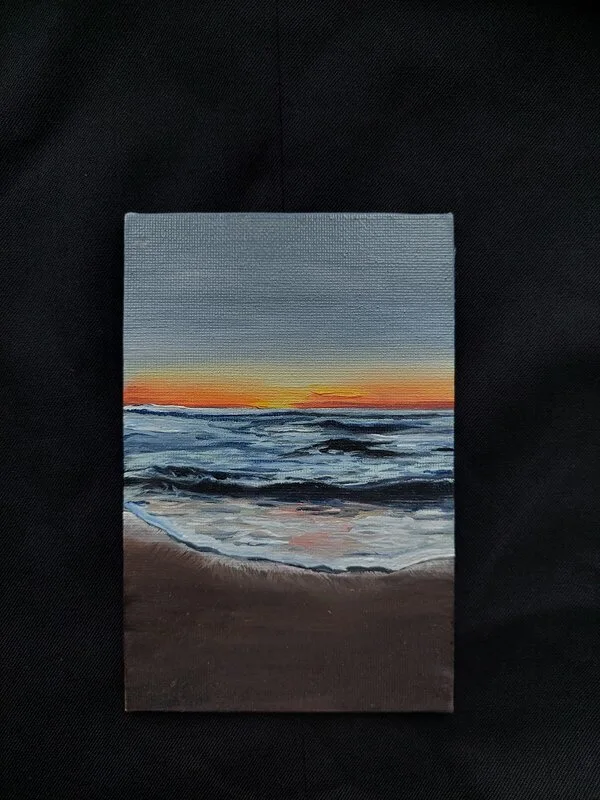 Oljemålning Løkken strand av Katja Bergstedt