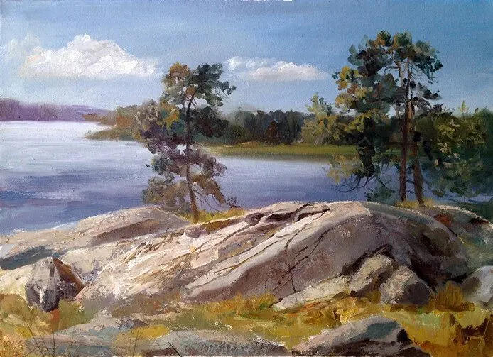 Oljemålning Landskap i Bergshamra av Sergej Karetnikov