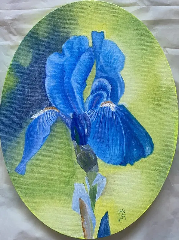 Oljemålning Iris blue av Tanja Olsson