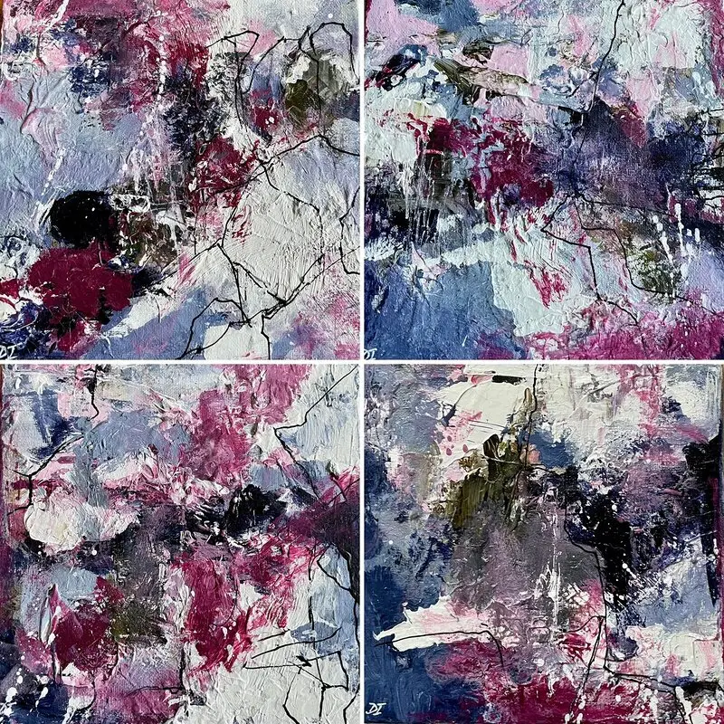 Akrylmålning Sweet gossips I, II, III, IV av Dana Ingesson
