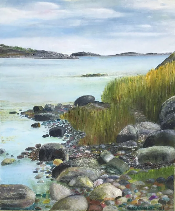 Oljemålning Sommarvik av Karin Olander Carlson