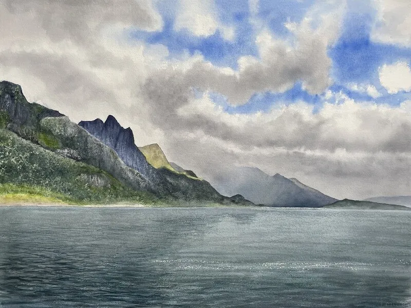 Akvarell Mountain colors av Jeanette Malmberg