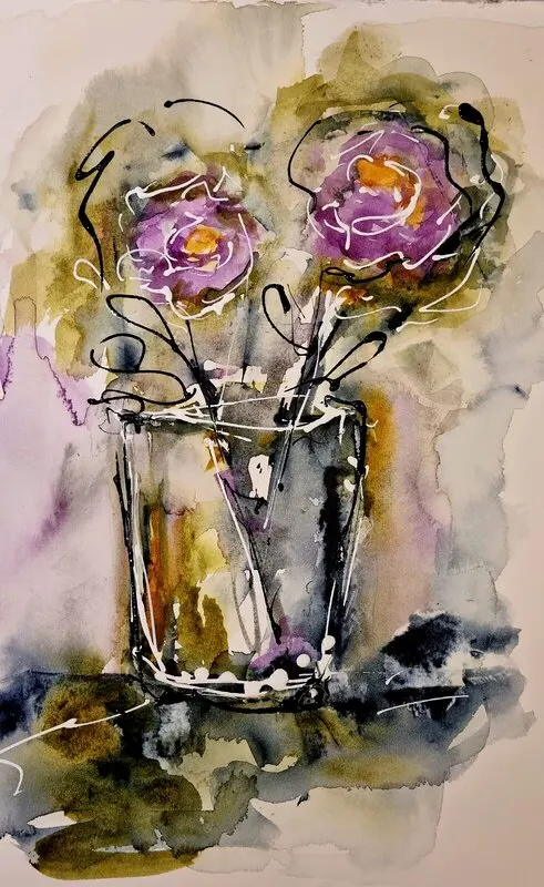 Akvarell Two in the same pot av Åsa Edlund