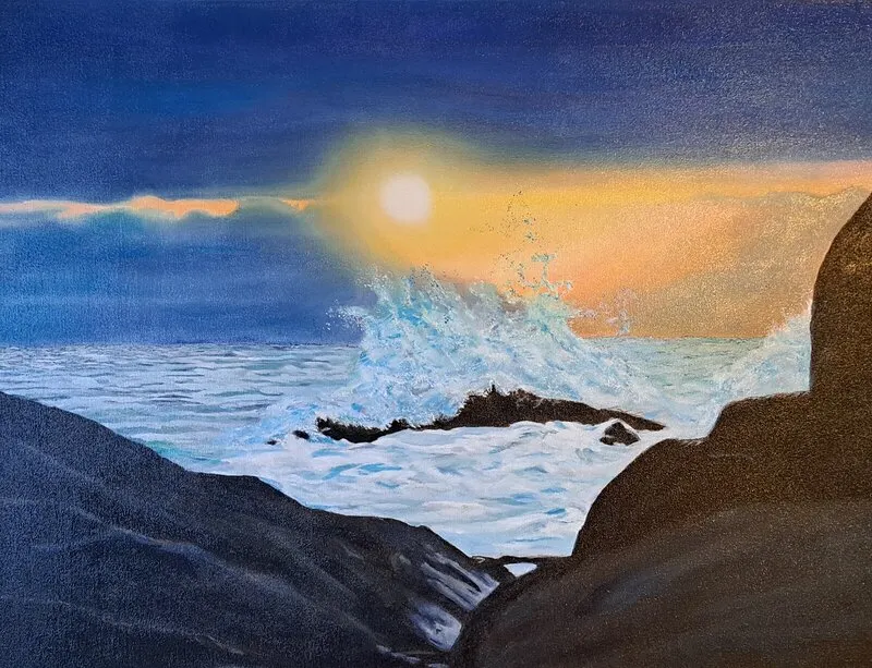 Akrylmålning Kiss me like the ocean breeze av Carin Hyback