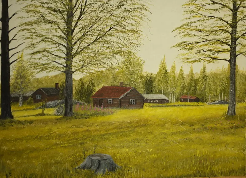 Oljemålning Rädbjörka av Håkan Sars