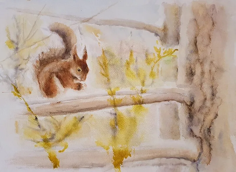 Akvarell Naturmotiv av Into Särkelä