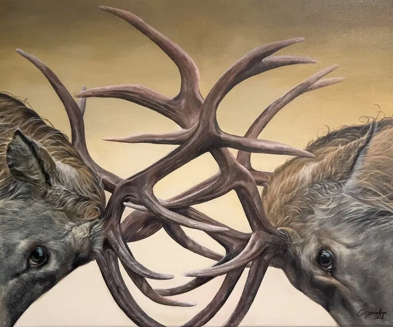 Akrylmålning Struggle av Sandra Sjöberg