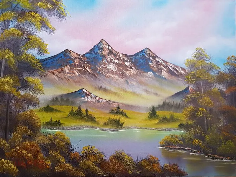 Oljemålning 13.5. Mountain View av Anders Wiberg