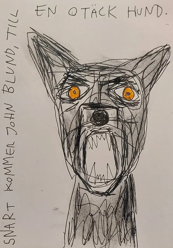 Snart kommer John Blund, till en otäck hund. (Hasse & Tage) av Mikael Jonsson