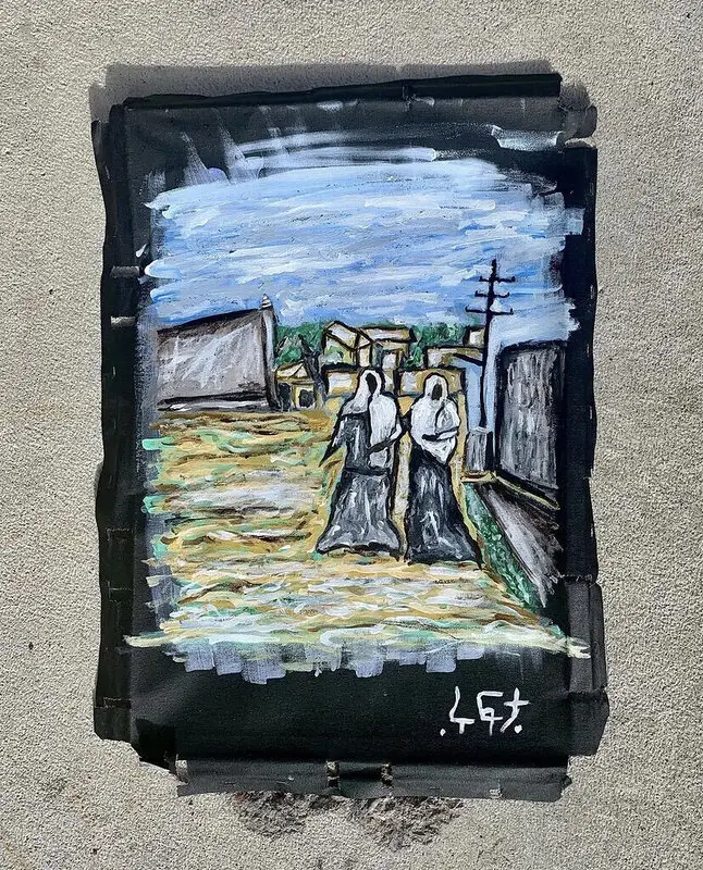 Akrylmålning Ghosts of home av Rufta Habtemichael