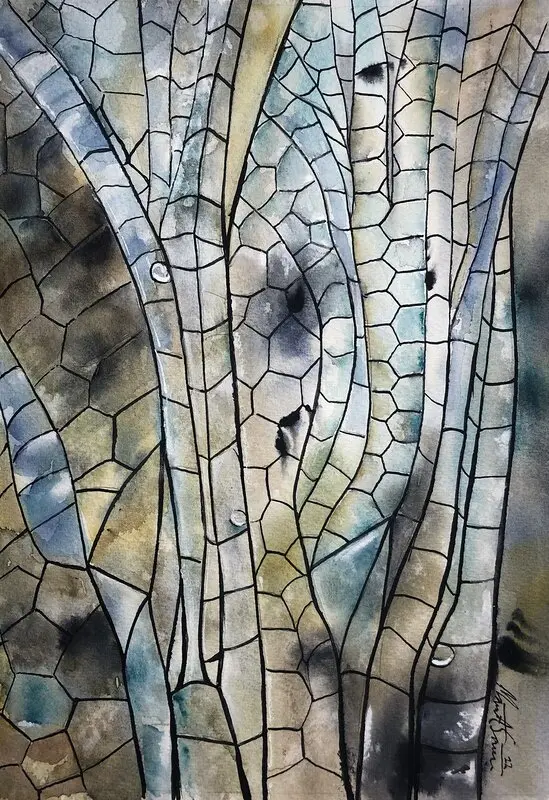 Akvarell Vinge trollslända av Märith Sovin