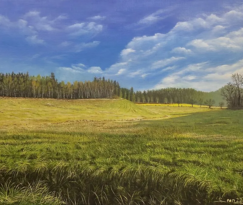 Oljemålning Crossroad of seasons av Sean Aghili