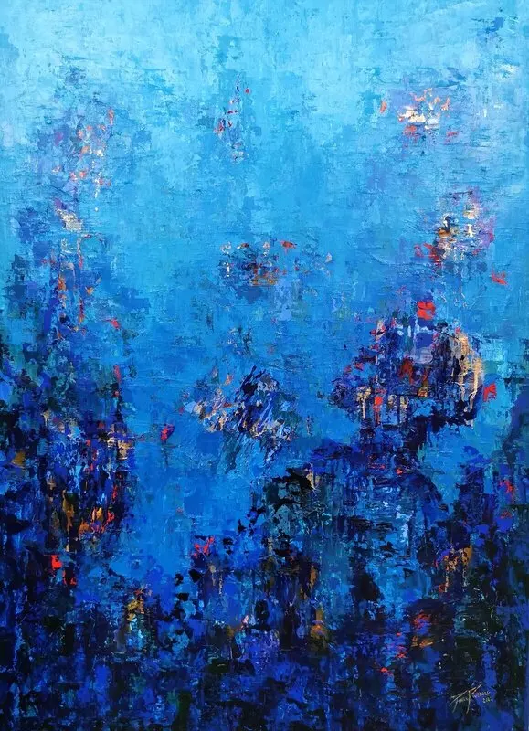 Akrylmålning Submerged - Abstract World nr. 4 av Paula Rindborg
