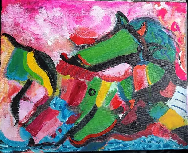 Akrylmålning Unicornio av Marta Monguillot