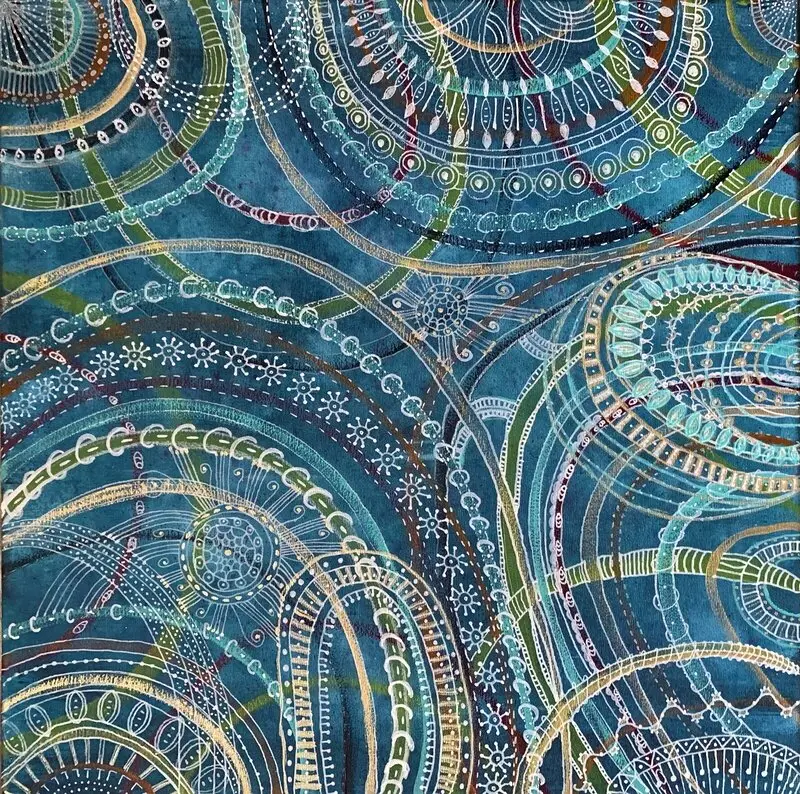 Akrylmålning Doodle Pattern av Lena Augustinson