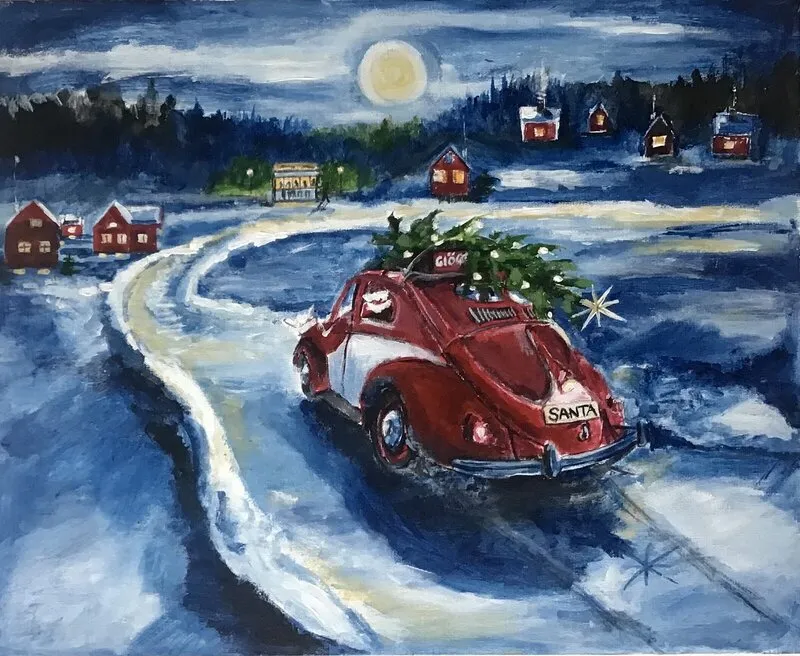 Akrylmålning Santa av Daniel Krön