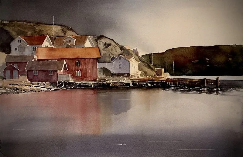 Akvarell Stilla i Nösund av Kalle Nilsson