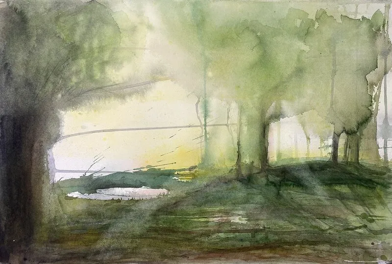 Akvarell Vårkänning av Helene Engström