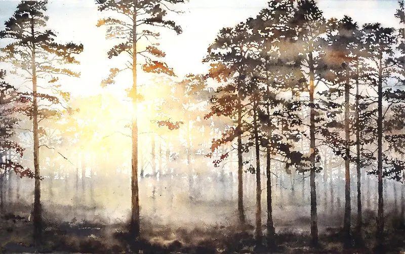 Akvarell Dimmhöljd av Maria Lagesson