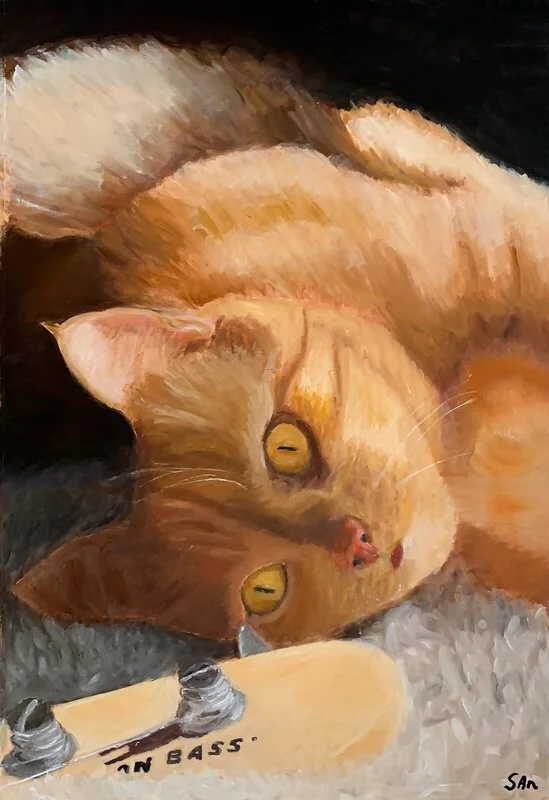 Oljemålning Katt med bas av Sonny Andersson