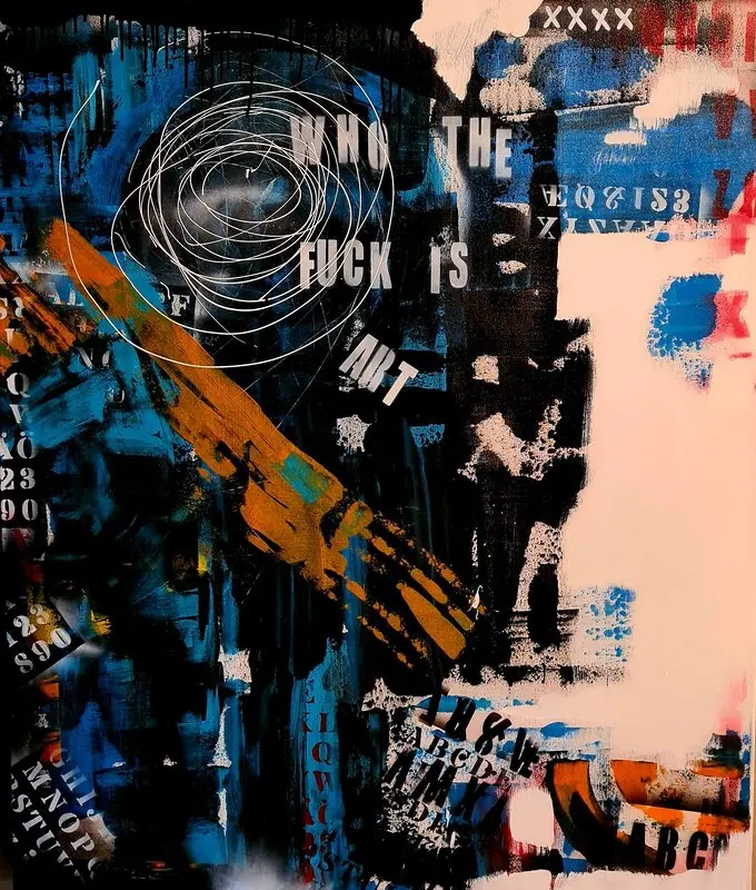 Akrylmålning Who the fuck is Art....... av Michael Erlandsson Abstractartby