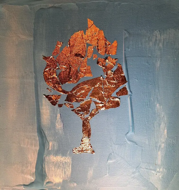 Akrylmålning Golden tree av Ylva Olofsson