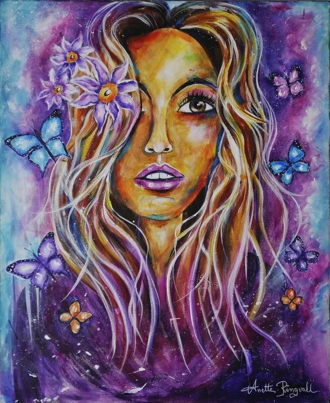 Akrylmålning Sunny Girl av Anette Ringvall