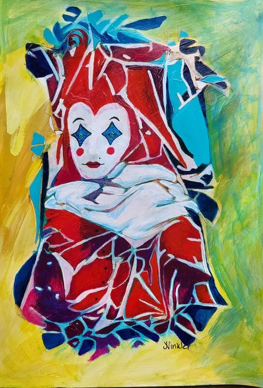 Akrylmålning Broken Harlequin av Jenny Winkler